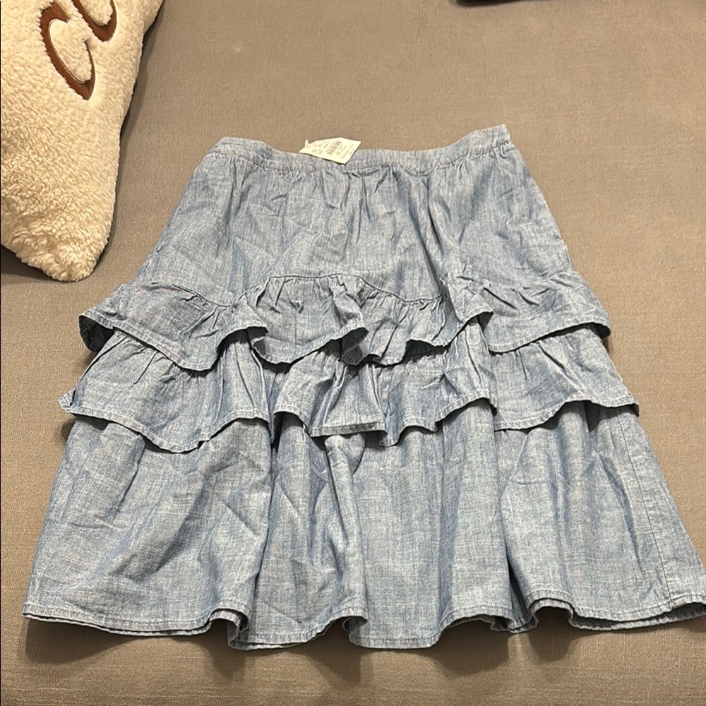 J.Crew Blue Ruffled Denim Skirt women’s small